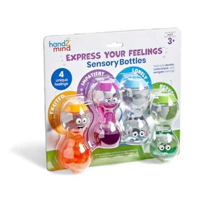 Image of Learning Resources Express Your Feelings Sensory Bottles, Excited Impatient Lonely Nervous, Ages 3+, Emotions Toys for Children, Play, Fidget Toys, Social and Emotional