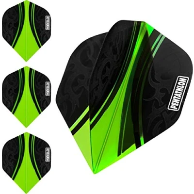 Image of abcdarts Unisex Adult Pentathlon Tribal Dart Flights, Green, Classic