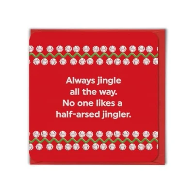 Image of Brainbox Candy Funny Christmas Card &#039;Half Arsed Jingler&#039; Hilarious Relatable Humour Cheeky Xmas Cards For Him Her Festive Seasonal Family Friends Mates
