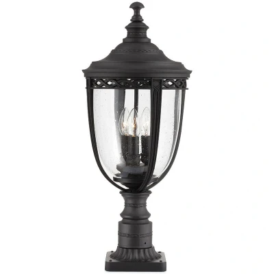 Image of English Bridle 3 Light Large Outdoor Pedestal Black IP44, E14