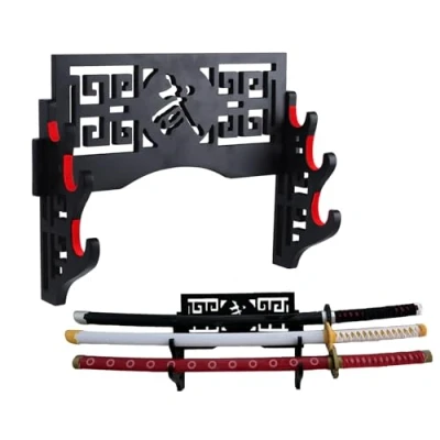 Image of Z fiber Sword Wall Mount Holder Display Stand Padded Katana Wakizashi Genji and Samurai Swords,3 Tier
