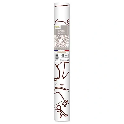 Image of Avenue Mandarine Ref GY079C Graffy Roll 5m Colouring Poster Prehistoric Cave Paintings 90gsm Drawing Paper, 50cm Design Repeated 10 Times, Ideal for Group Activities