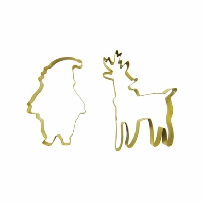 Image of Zenker Christmas Cookie Cutters, 2 Piece Set, Large Santa and Reindeer, Biscuit Cutter Set for Baking, Cutters Pack of 2, Pastry Cutter, Stainless Steel, Gold