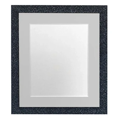 Image of FRAMES BY POST Glitz Charcoal Picture Photo Frame with Light Grey Mount 8 x 6 Image Size 4 Inch Plastic Glass