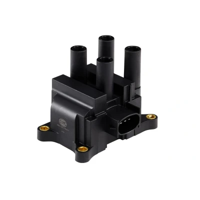 Image of 1372758, 1S7G12029AB, 1S7G12029AC, 988F12029AC, 988F12029AD Ignition Coil HELLA 5DA 193 175 411 3 pin connector 12V Block