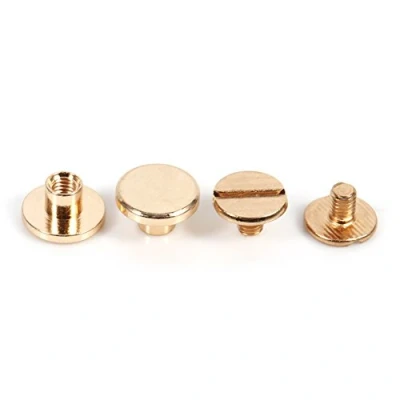 Image of Hilitand 10 Sets Solid Brass Button Stud Screw Nail Screwback for Clothing Leather Rivet Belt Craft,Gold Color,5/6.5/8mm(5mm)