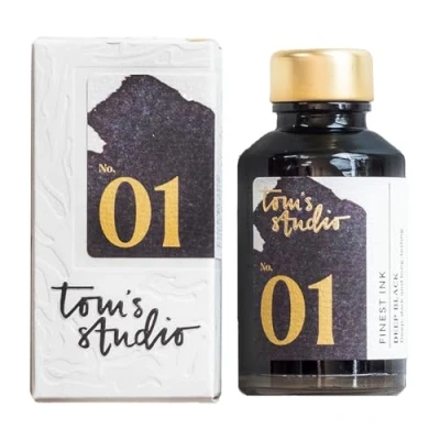 Image of Tom&#039;s Studio Fountain Pen Ink, Deep Black Writing Glass Ink Bottle for Pens, 50ml