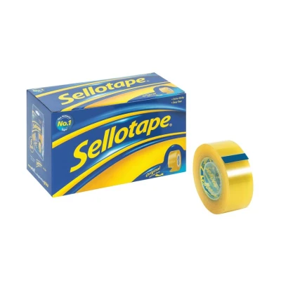 Image of Sellotape Original Golden, Multi Purpose Clear Tape for Household Objects, Packing Sticking Envelopes or Cards, Easy to Use Packaging Tape, 24mm x 33m, Pack of 6