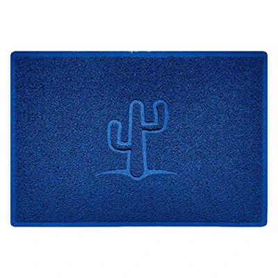 Image of Nicoman Cactus Embossed Shape Door Mat Dirt Trapper Washable Barrier Doormat (Use Indoor or Sheltered Outdoor) (90x60cm/3x2ft,Large) Blue
