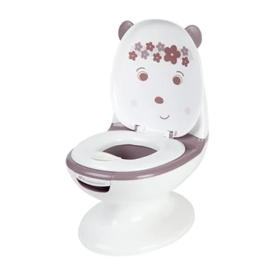 Image of Bebeconfort Mini Size Toilet, Baby Potty Training 1 4 Years, 0 20 kg, Lifelike Design with Splash Guard, Real Flush Sound, Removable Bowl, Easy to Clean, Rubber Foot, Bear Lavender