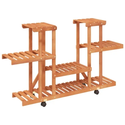 Image of vidaXL Flower Stand with Wheels 110x25x78 cm Solid Wood Fir