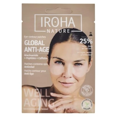 Image of Iroha Nature Anti aging Eye Patches Niacinamide, Caffeine and Peptides Reduction Wrinkles, Expression Lines, Bags Dark CirclesHydration with Hyaluronic Acid Vegan 100% Biodegradable