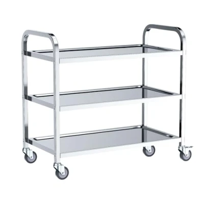 Image of VELPAX 3 Tier Stainless Steel Kitchen Utility Cart, 750x400x835MM Large Rolling Catering Storage Serving Trolley with Locking Wheels for Kitchen, Hotels, Restaurants