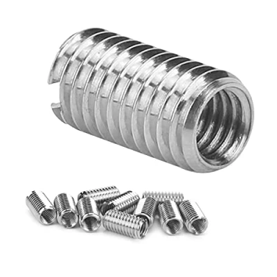 Image of Jeanoko 10Pcs Thread Inserts Hardware Fastener Inner M6*1.0 Outer M8*1.25 Length 15MM Male Female Reducing Nut Stainless Steel Repair Tool