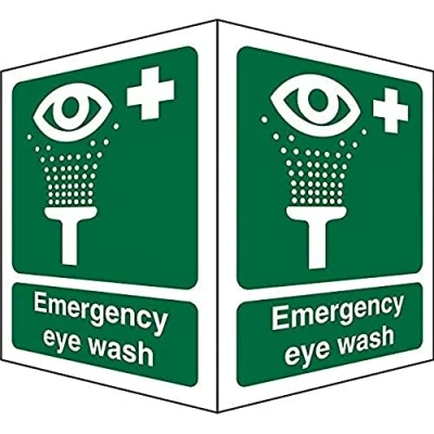 Image of Seco Emergency Eye Wash On Each Face Sign, 150mm x 200mm 1mm Semi Rigid Plastic