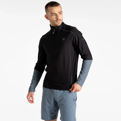 Image of Dare 2b Men&#039;s Lightweight Torrek Lite Jersey Black &amp; Stormy Weather, Size: XXL
