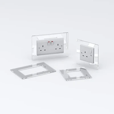 Image of Double/Single Socket Switch Surround/Acrylic Finger Plate (Double, Clear)