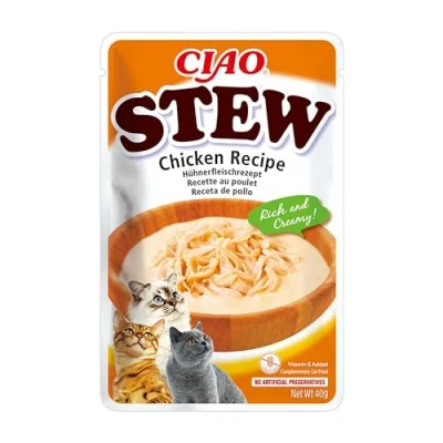 Image of Ciao Stew by INABA Cat Treat Chicken 1 Pack (40g total) / Moist Treat, Delicious &amp; Healthy Snack, Food Topper, Side Dish, Complement, Natural, Grain Free, Wet
