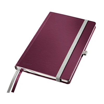 Image of Leitz 44850028 A5 Hard Cover Notebook, Garnet Red (80 Sheets, Ruled, with 2 Bookmarks, 100 gsm Ivory Paper, Style Range)