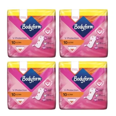 Image of Bodyform Cour V Ultra Normal Sanitary Towels Without Wings 10598 10&#039;S (Pack of 4)