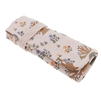 Image of Sharplace Artist Paint Brush Roll Up Bag Holders Canvas Pouch Storage Case 20 Slots