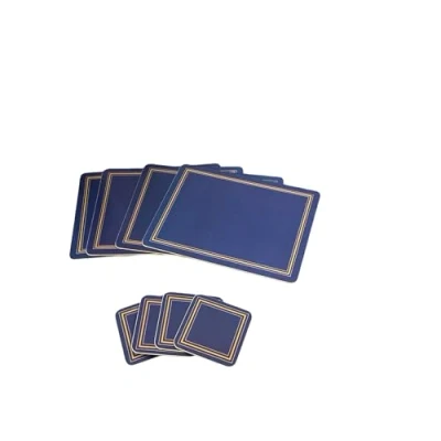 Image of Sets of 4 Placemats with Matching Coasters (Blue Placemat and Coaster Set)