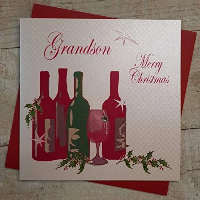 Image of GRANDSON Handmade Christmas Card by White Cotton Cards