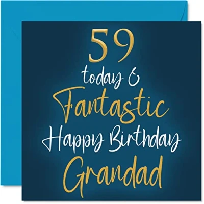Image of Fantastic 59th Birthday Cards for Grandad 59 Today &amp; Happy Card from Grandson Granddaughter, Gifts, 145mm x Greeting