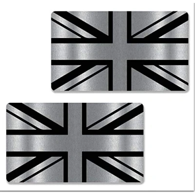 Image of Biomar Labs® 2 x Vinyl Stickers Silver Decals UK Union Jack GB National England United Kingdom Flag Car Motorcycle Helmet B 257