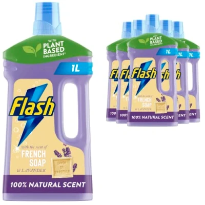 Image of Flash All Purpose Multi Surface Cleaner Liquid 1L (6 Pack) Marseille French Soap &amp; Lavender Scent
