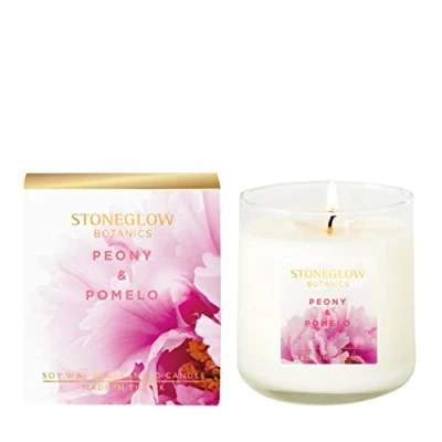 Image of Stoneglow Botanic Peony &amp; Pomelo Boxed Candle 190gms In Glass Tumbler
