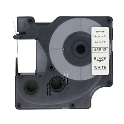 Image of Fassport 1 Pack Black on White Label Tape Compatible for DYMO D1 45803 19mm 3/4&quot;