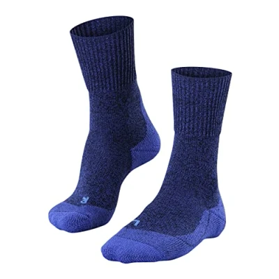 Image of FALKE Men&#039;s TK1 Adventure Wool M SO Breathable Thick Anti Blister 1 Pair Hiking Socks, Blue (Yve 6714), 9.5 10.5