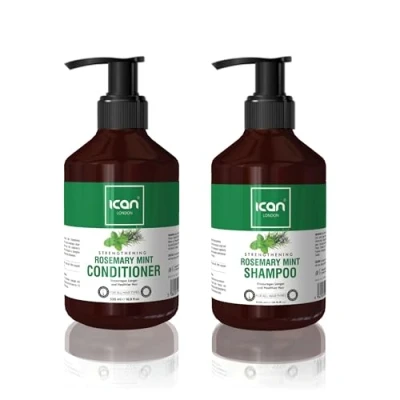 Image of ican London Rosemary Mint Strengthening Damaged Hair Shampoo 500ml &amp; Conditioner Duo pack