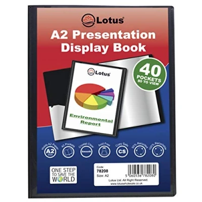 Image of Lotus A2 Display Book Premium Black 40 Pocket Presentation Folder for Professionals, Business, Students, Projects,School, Colleges &amp; Office Organization Enhance Your Document Management 78208(1 Book)