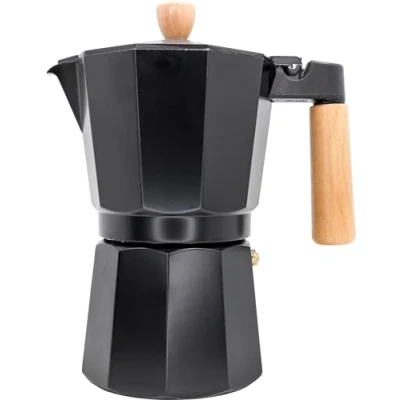 Image of NERTHUS FIH 1253 Italian Induction Coffee Maker 9 cups Design Black Wood