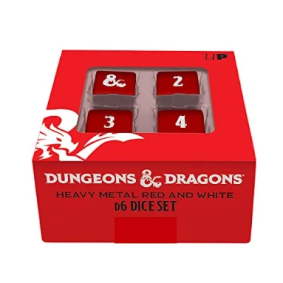 Image of Heavy Metal Red and White D20 Dice Set for Dungeons &amp; Dragons Great RPG, DND, MTG as Gamer or Board Gaming