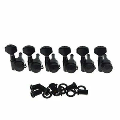 Image of Dopro Black Locking Guitar Tuners 6 Inline Tuning Keys Machine Heads Korea Made