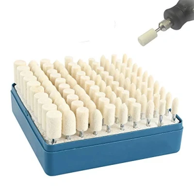 Image of 100PCS Wool Felt Polishing Buffing Wheels Mandrel Mounted Head Grinding Bits 1/8 Inch Shank Hand for Dremel Rotary Tool Plastic Glass Metal Jewelry
