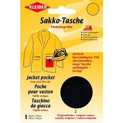 Image of Kleiber Iron On Jacket Pocket Repair Black
