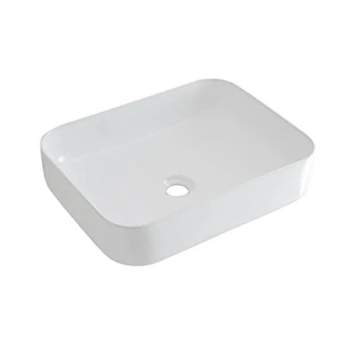 Image of Milano Longton Modern White Ceramic Countertop Bathroom Basin Sink 500mm x 400mm