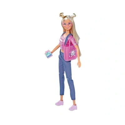 Image of Simba 105733602 Steffi Love Kitty Fashion, Dressing Doll in a Fashionable Outfit with Glasses and Tablet Cat Look Shopper, 29 cm Toy Doll, from 3 Years