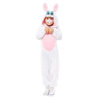 Image of Amscan 9914654 Kids Easter Bunny Plush Jumpsuit &amp; Hood Fancy Dress Costume Age: 10 12 years