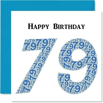 Image of Fun 79th Birthday Cards for Men Shapecloud Happy Card Dad Mum Great Grandad Grandpa Nanny Grandma Gran Uncle Auntie, 145mm x Greeting Cards,
