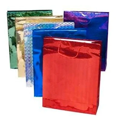 Image of Gift Bag Large Holographic Pack of 4 Assorted Colours