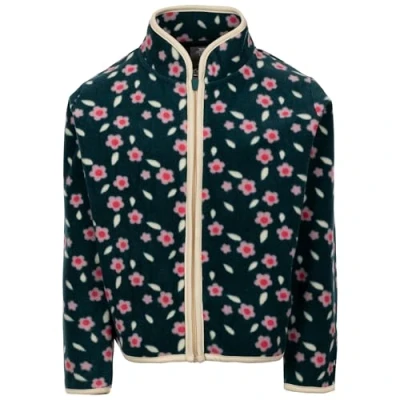 Image of Trespass Girls Jumper Floral Print Long Length Full Zip and Pockets Sibyilla