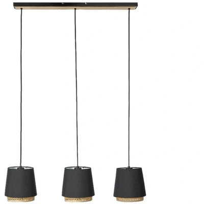 Image of Lindby Ananya pendant light, iron and wood, 3 bulb