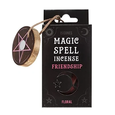 Image of Spirit of Equinox Magic Spell Incense Cones 15 Pack &amp; Wooden Pentagram Holder (Floral Friendship)