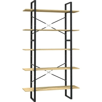 Image of vidaXL 5 Tier Book Cabinet 100x30x175 cm Pinewood