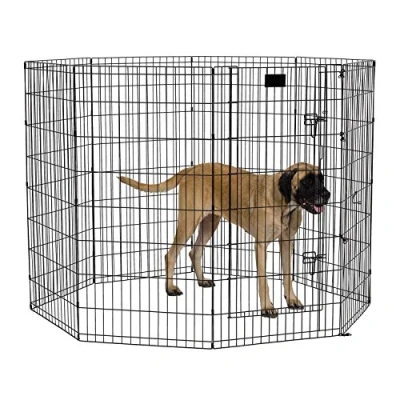 Image of MidWest Homes for Pets Foldable Metal Dog Exercise Pen/Pet Playpen, Black w/door, 24&#039;W x 48&#039;H, 1 Year Manufacturer&#039;s Warranty
